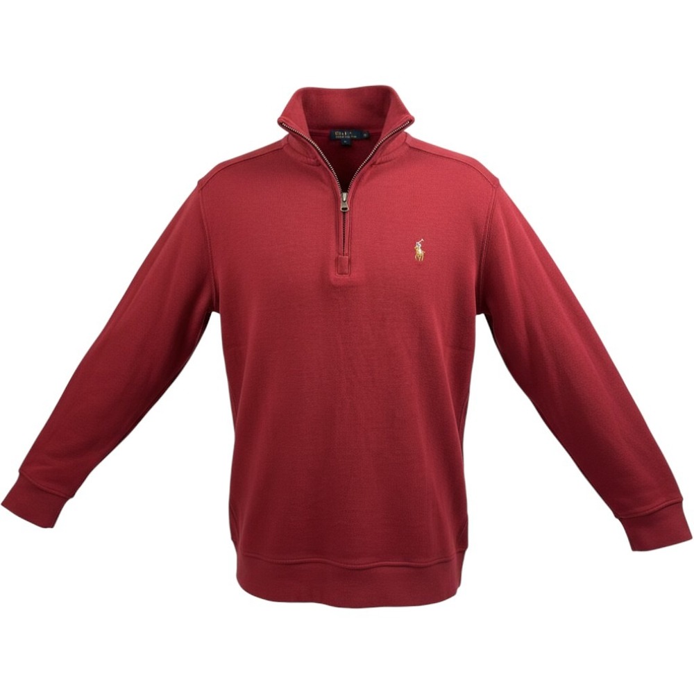 Polo Ralph Lauren Kids Boys Burgundy Quarter Zip Pullover Sweatshirt Med (10-12)